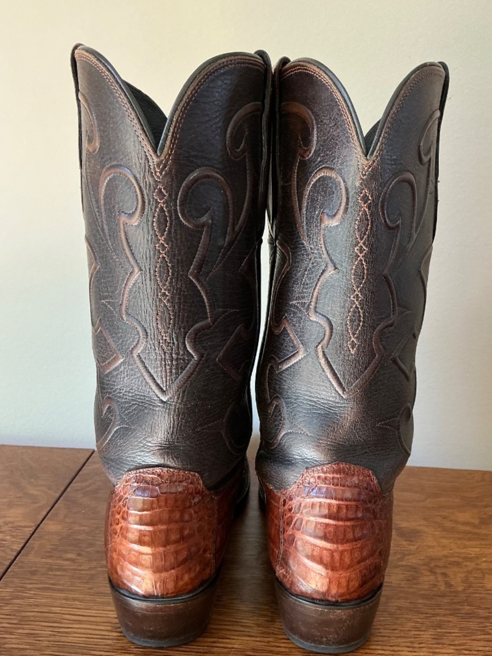 Lucchese Men’s Caiman Belly Boots Sienna Brown Sz 10D M1635 - Picture 3 of 13